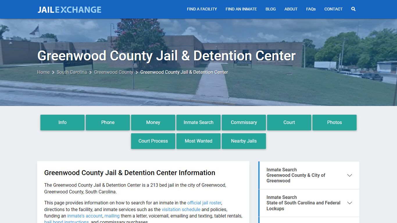 Greenwood County Jail & Detention Center, SC Inmate Search, Information