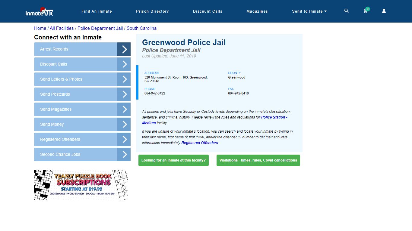 Greenwood Police Jail & Inmate Search - Greenwood, SC